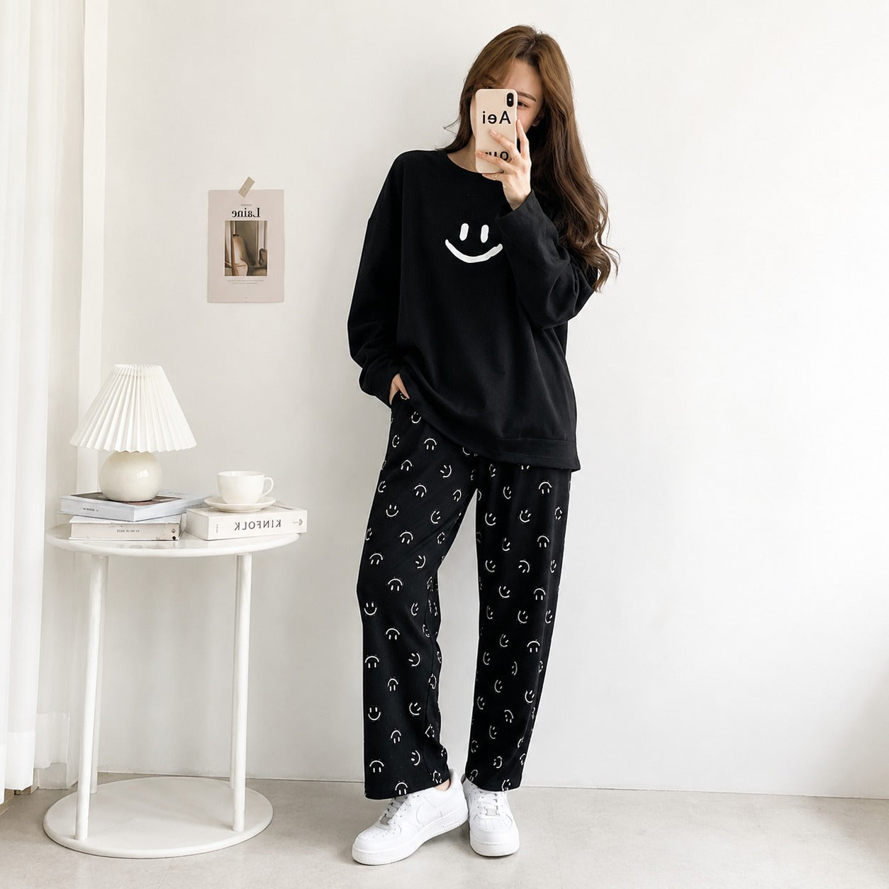 Black Smile  Printed Women's PJ Sets