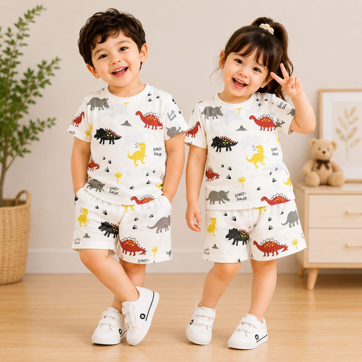 Kids Dinosaur Print Summer Co-Ord Set