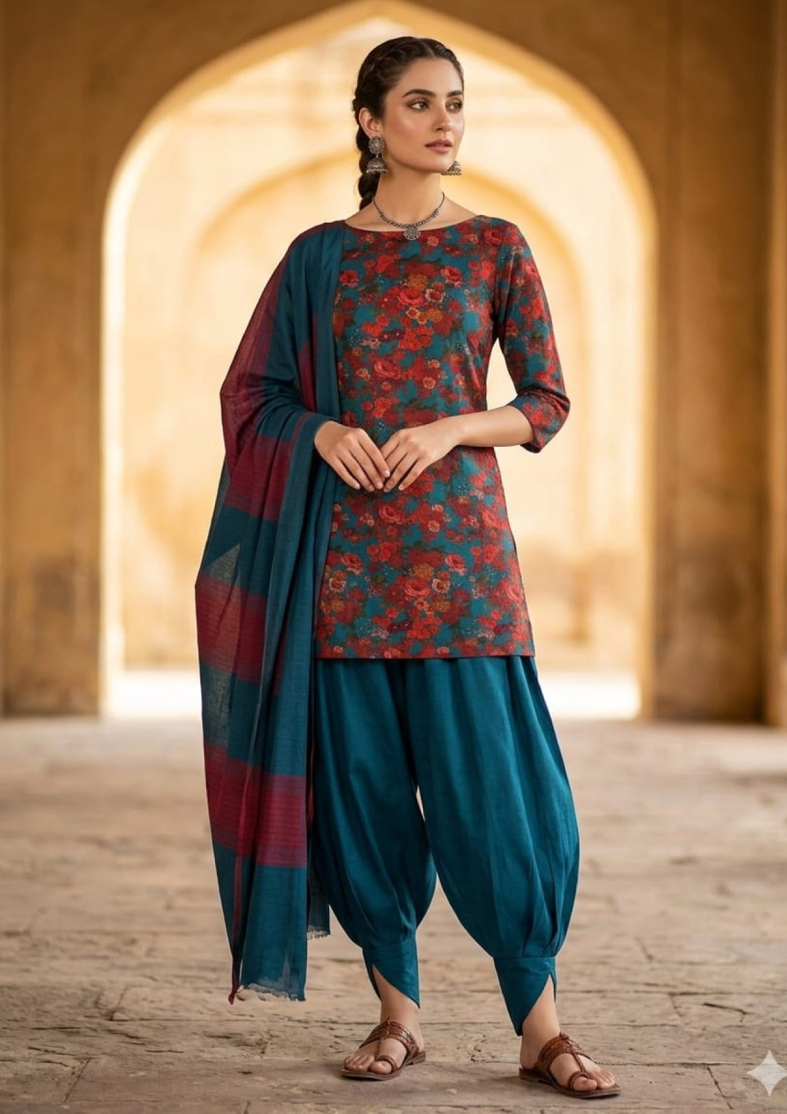 ZOYA Digital Print Lawn With Rangoli Stripe Dupatta - 3 Piece Unstitched