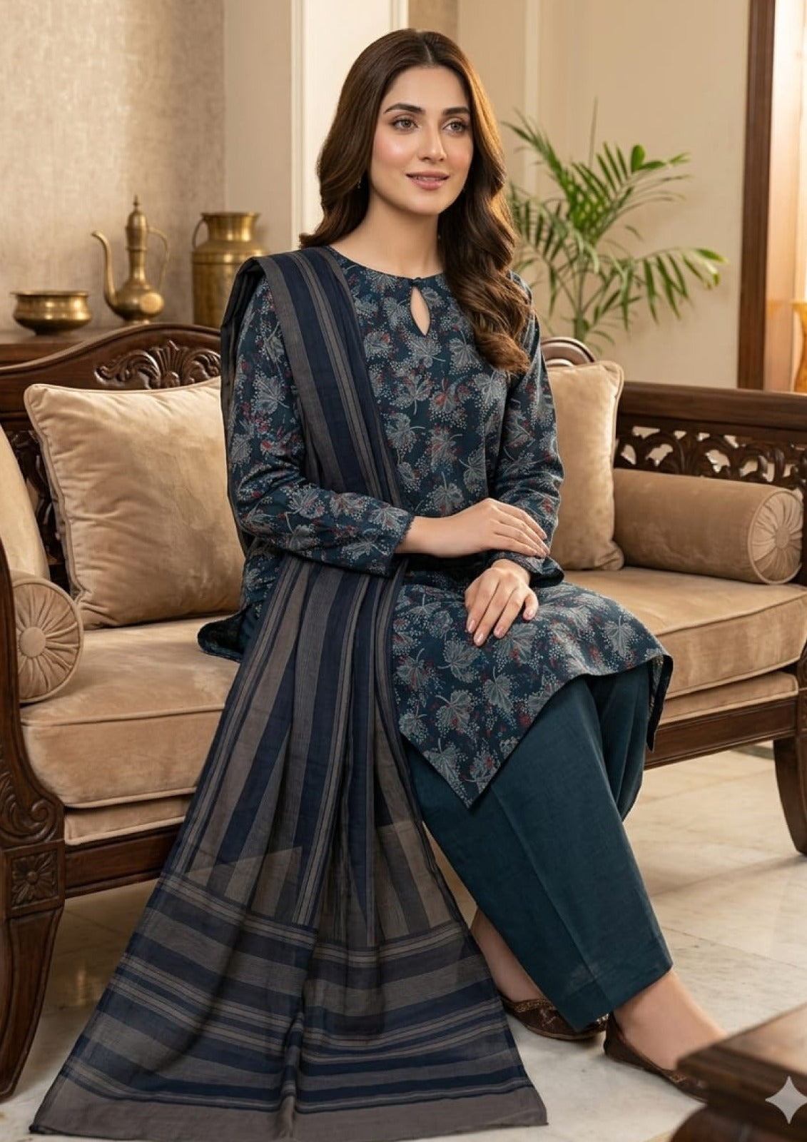 ZOYA Digital Print Lawn With Rangoli Stripe Dupatta - 3 Piece Unstitched