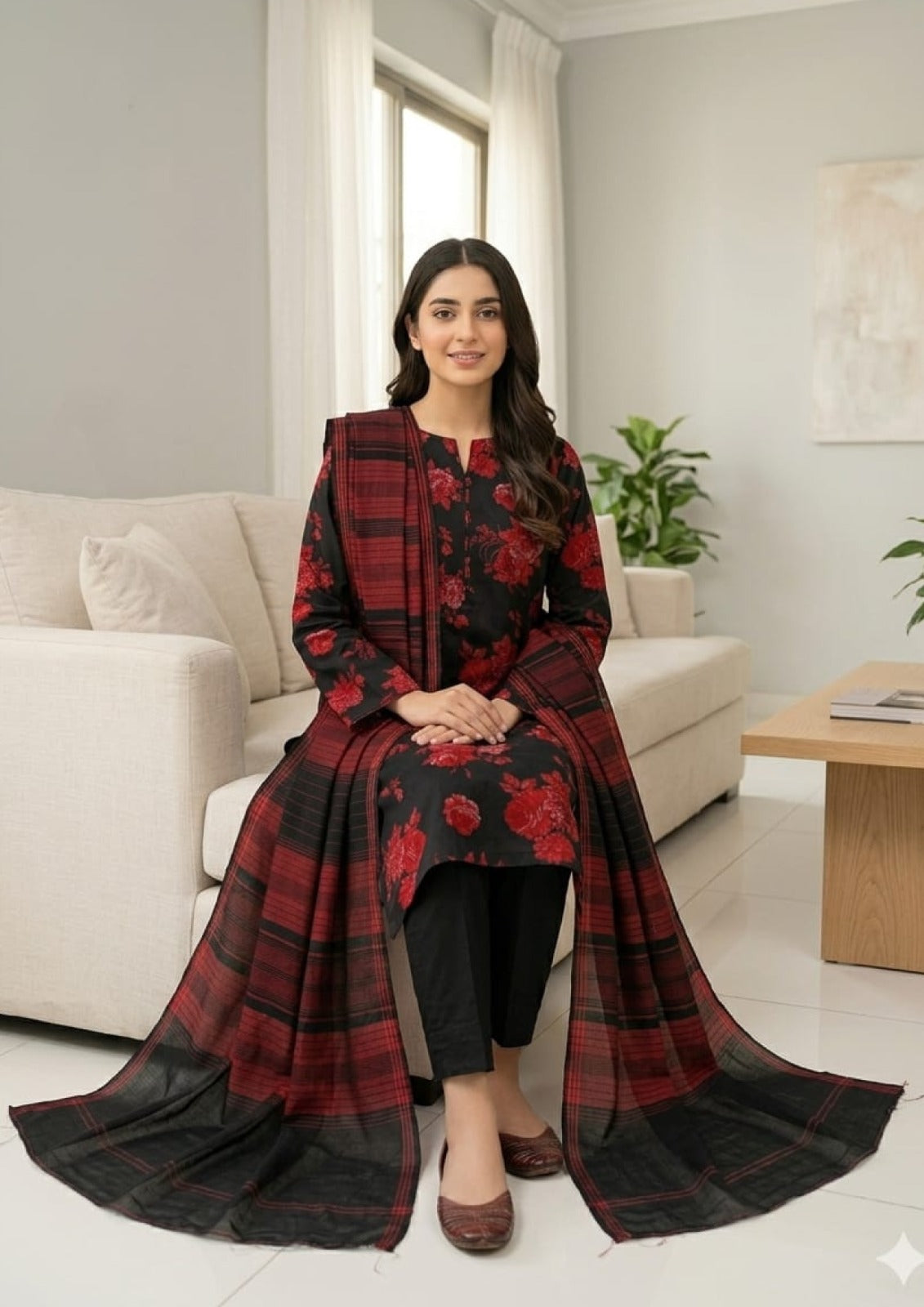 ZOYA Digital Print Lawn With Rangoli Stripe Dupatta - 3 Piece Unstitched