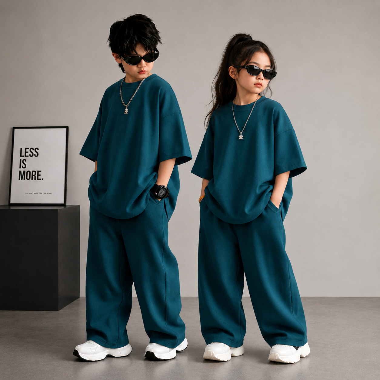Zinc Blue Kids Baggy Co-Ord Set – Premium Casual Wear for Girls , Boys(1-10 Years)