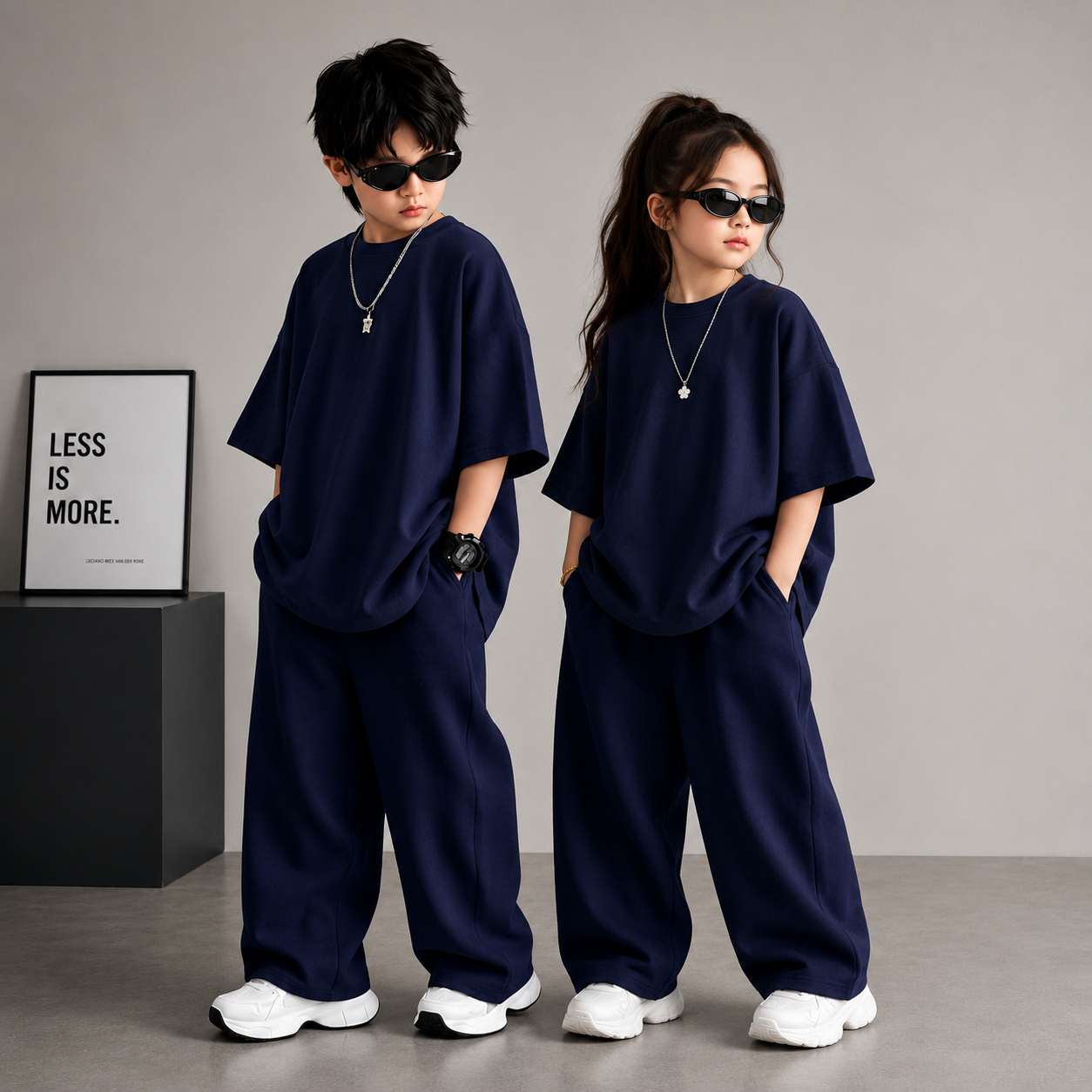 Blue Baggy Co-Ord Set for Kids | Boys Oversized T-Shirt & Trouser Set (1-10 Years)